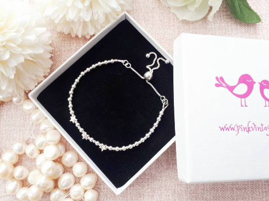 30th birthday bracelet. Silver star bracelet.