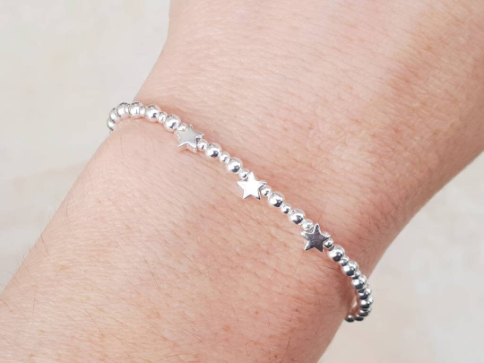 30th birthday bracelet. Silver star bracelet.