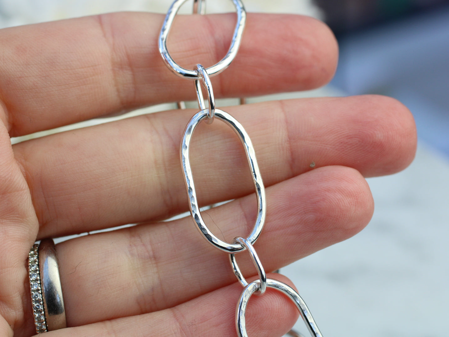 Handmade chunky silver chain necklace.