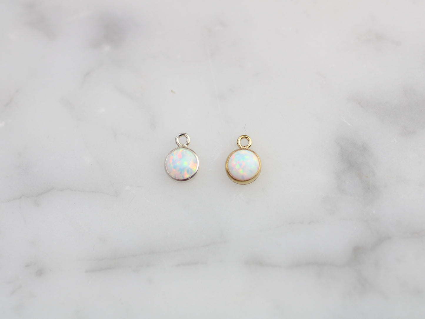 Opal charm in sterling silver or gold filled.