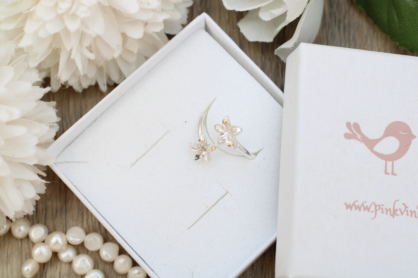 Frangipani Adjustable Wrap Ring in Sterling Silver