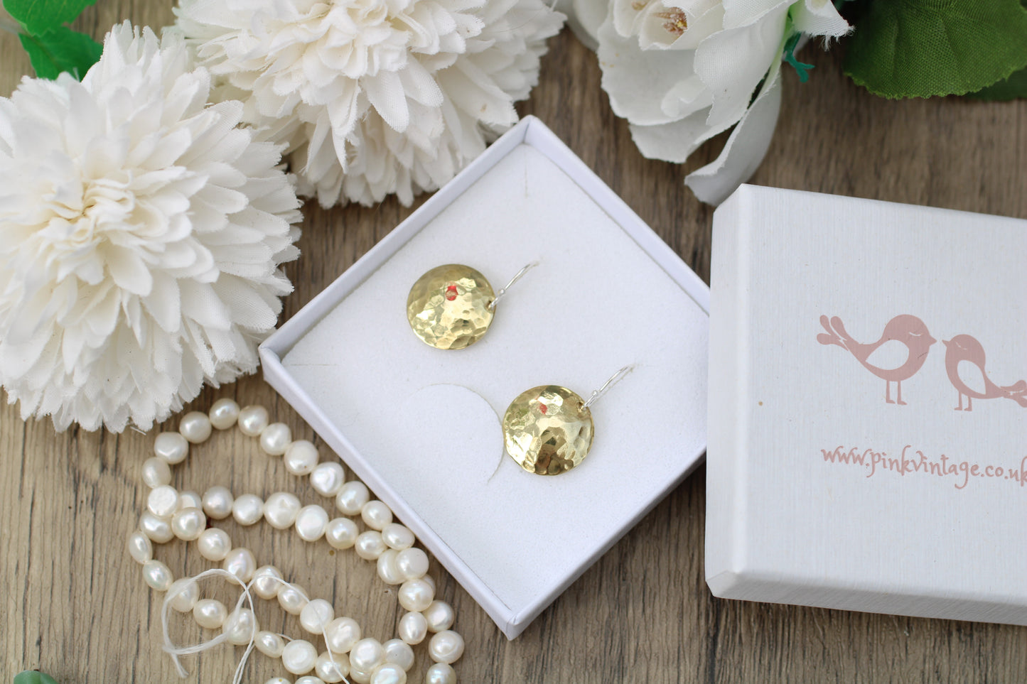 Mixed Metal Brass Hammered Disc Earrings.