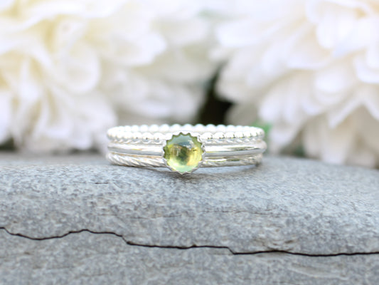 Birthstone stacking rings in sterling silver.