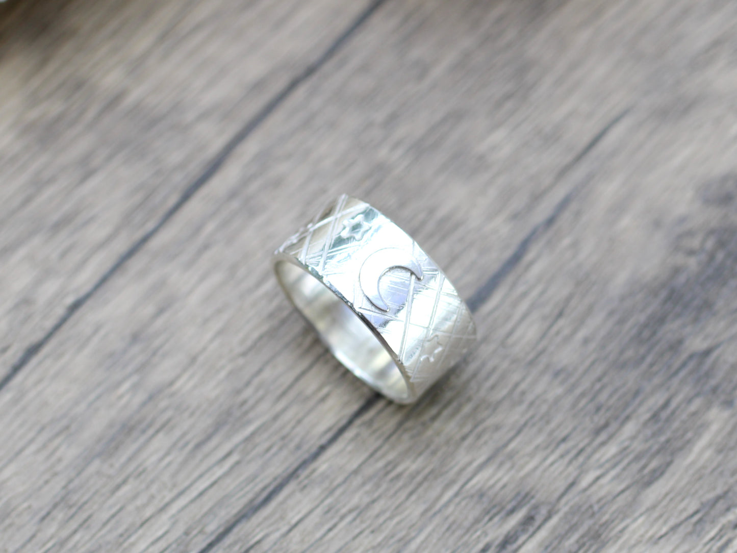 Celestial ring made of recycled sterling silver.