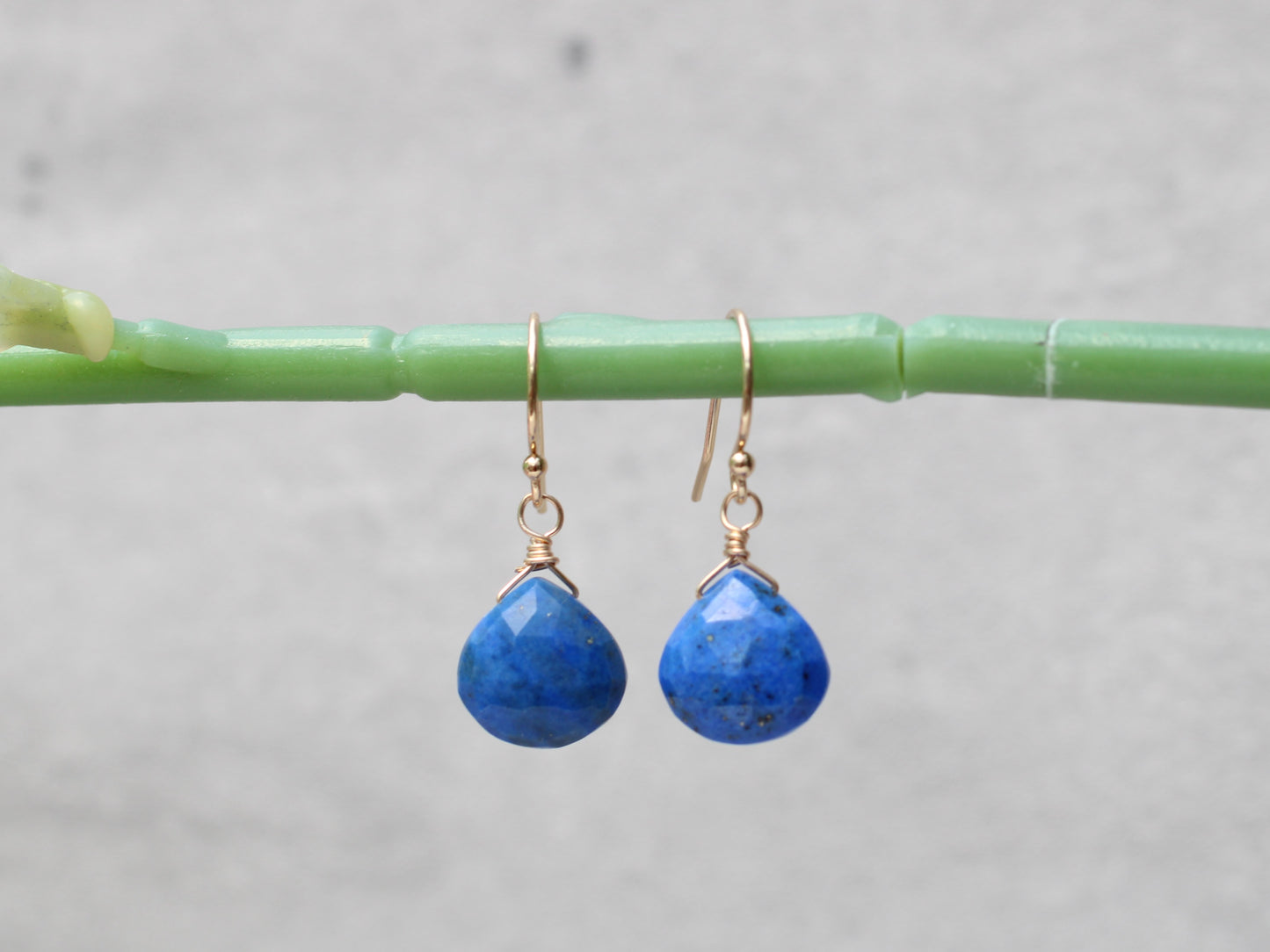 Lapis lazuli earrings in silver and gold.