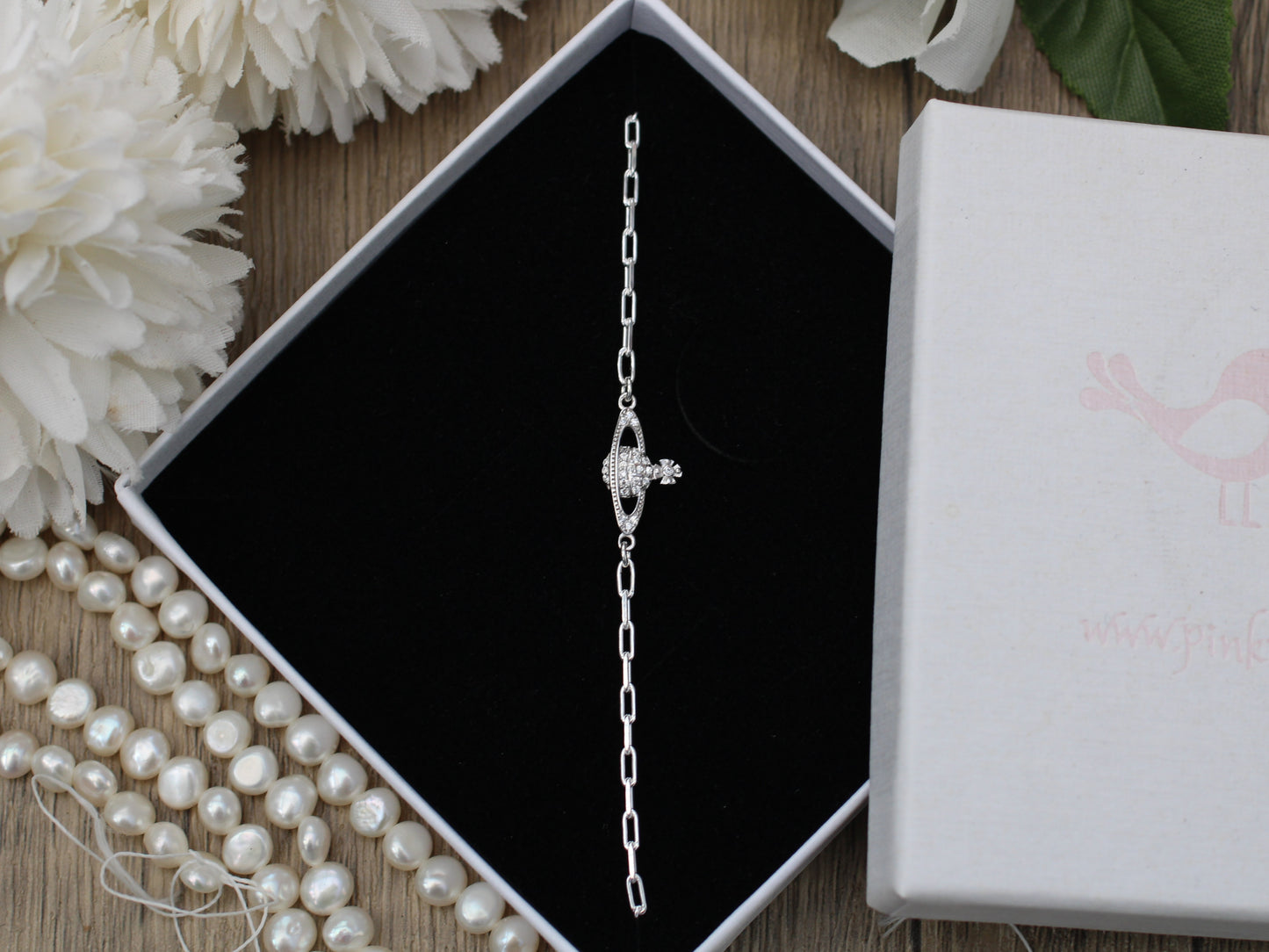 Crystal orb bracelet.