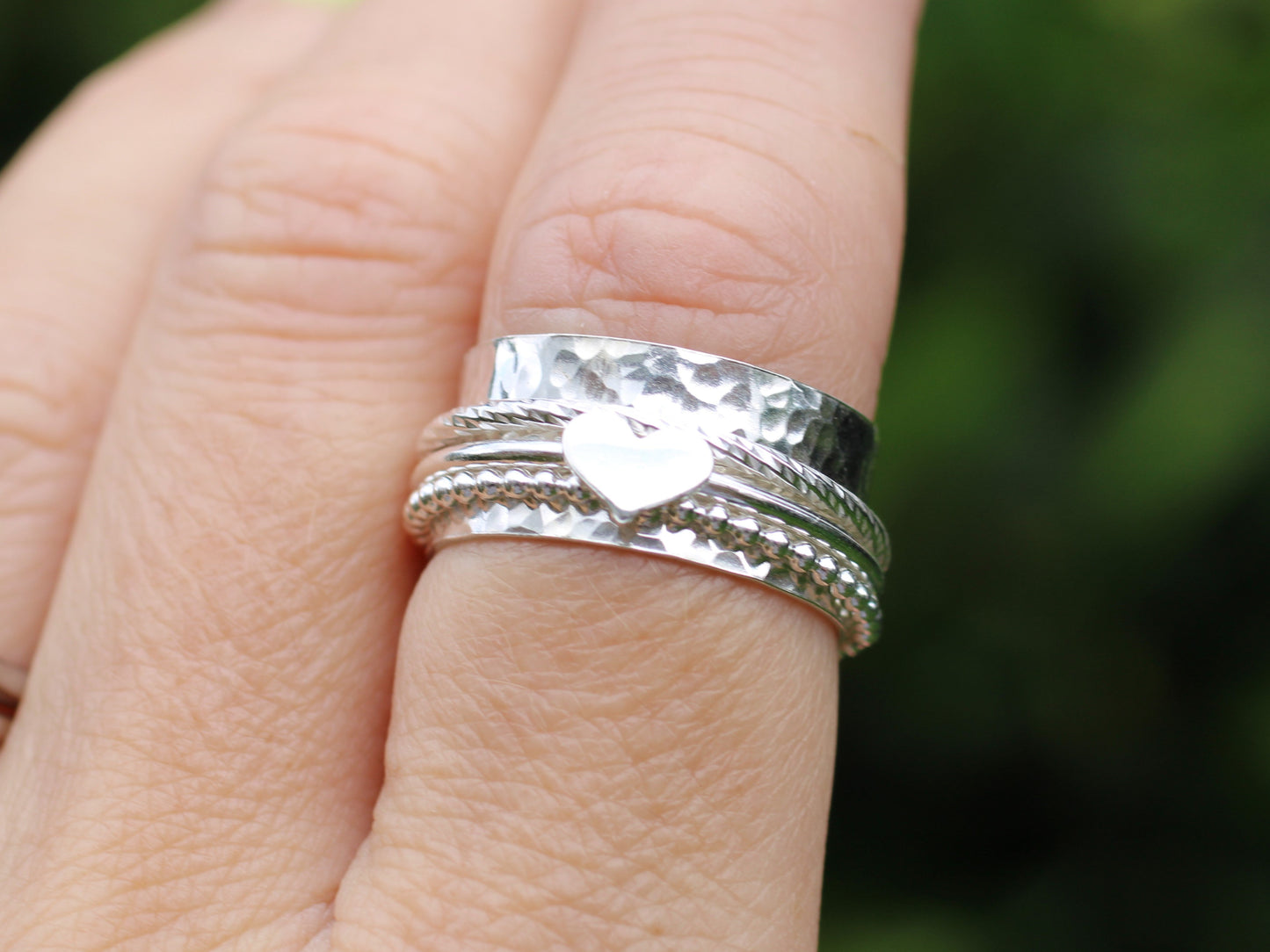 Heart spinner ring in sterling silver. Valentines ring.