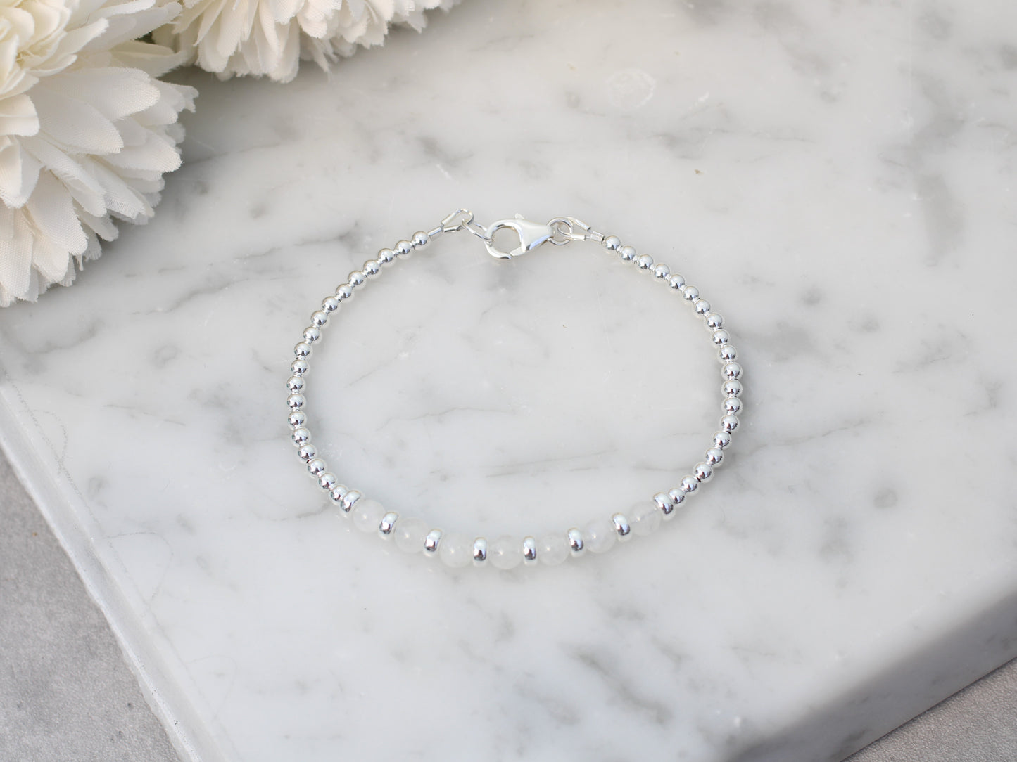 Moonstone bracelet in silver - can be personalised.