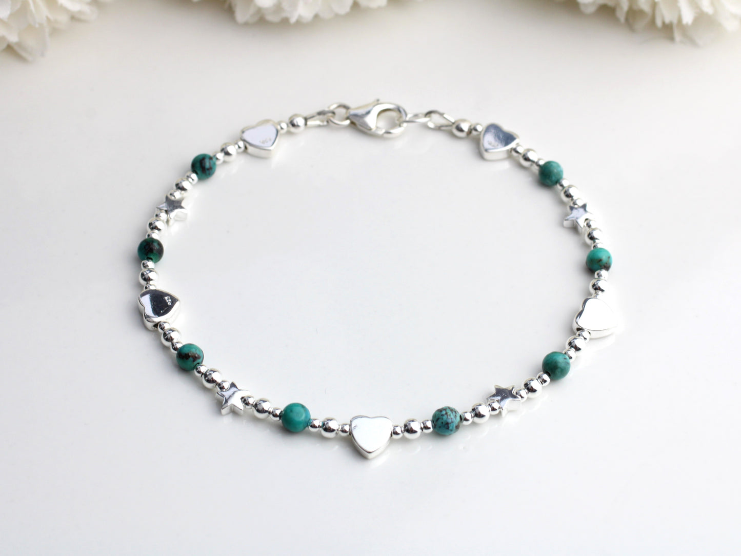 Turquoise gemstone bracelet. December birthstone.