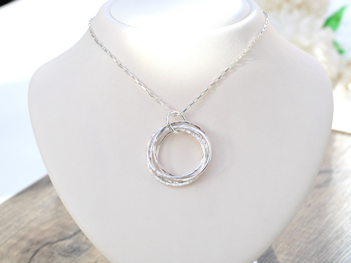 60th Birthday Necklace – Intertwined Circles in Sterling Silver