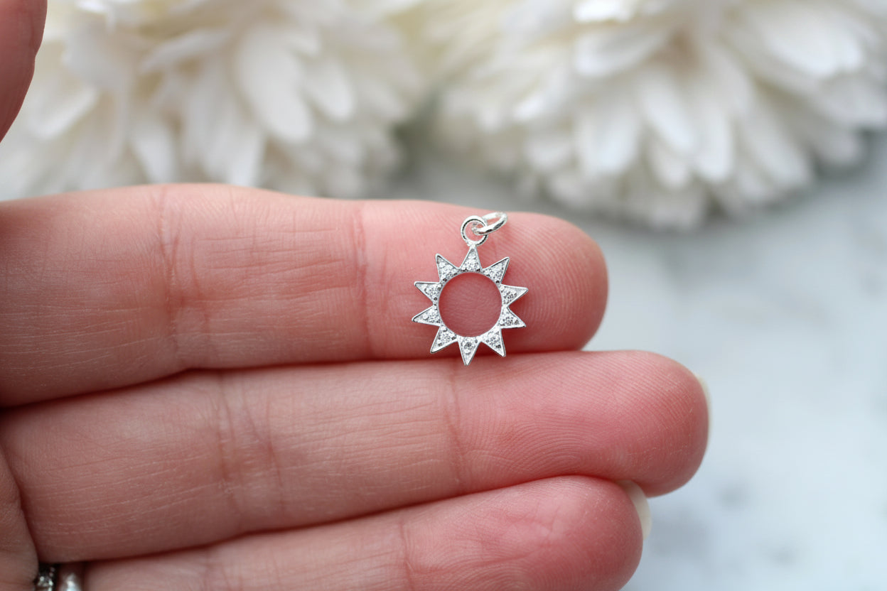 Large Sun Charm with Crystals.