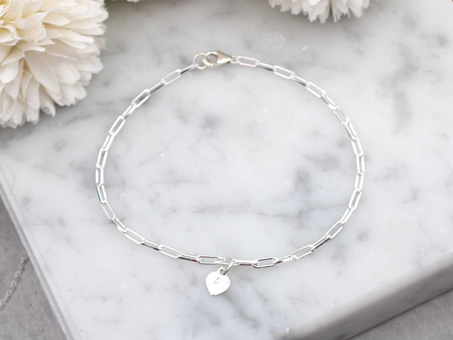 Paperclip bracelet with initial.