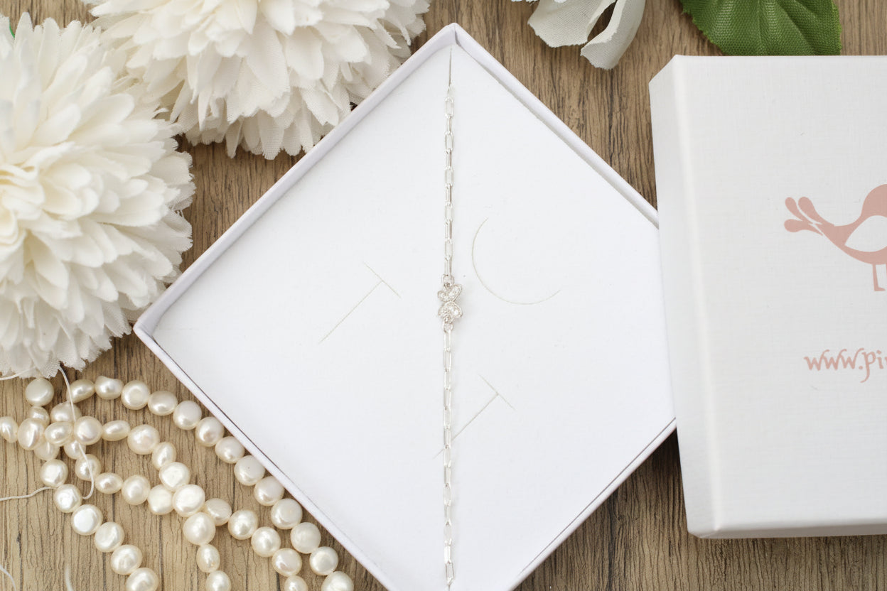 Crystal Butterfly Connector Bracelet in Sterling Silver