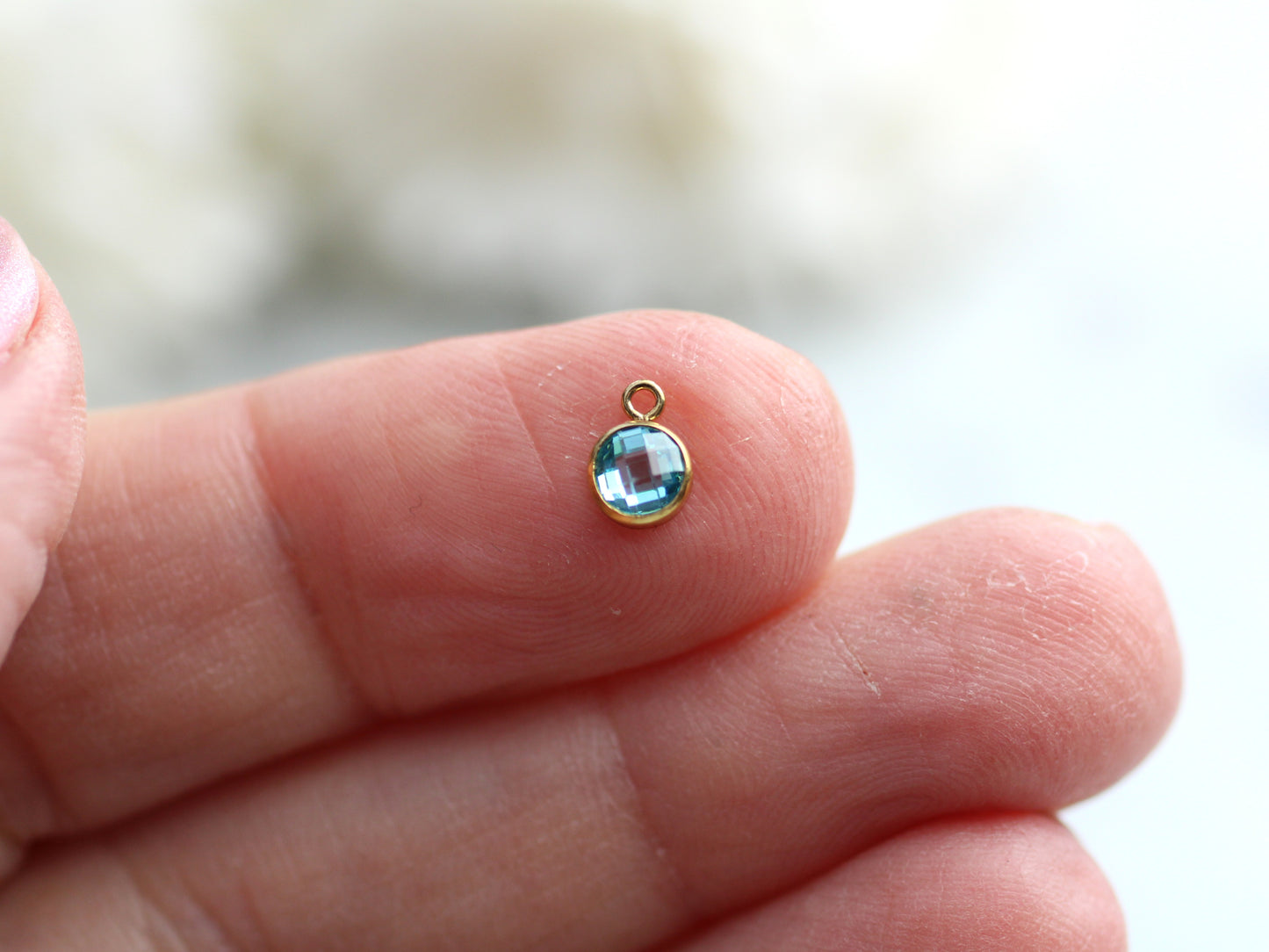 Birthstone charm in gold filled.