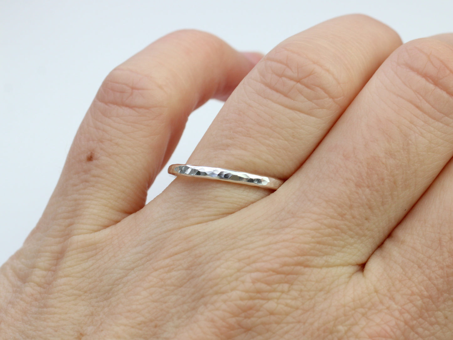 Hammered silver ring made with recycled sterling silver.