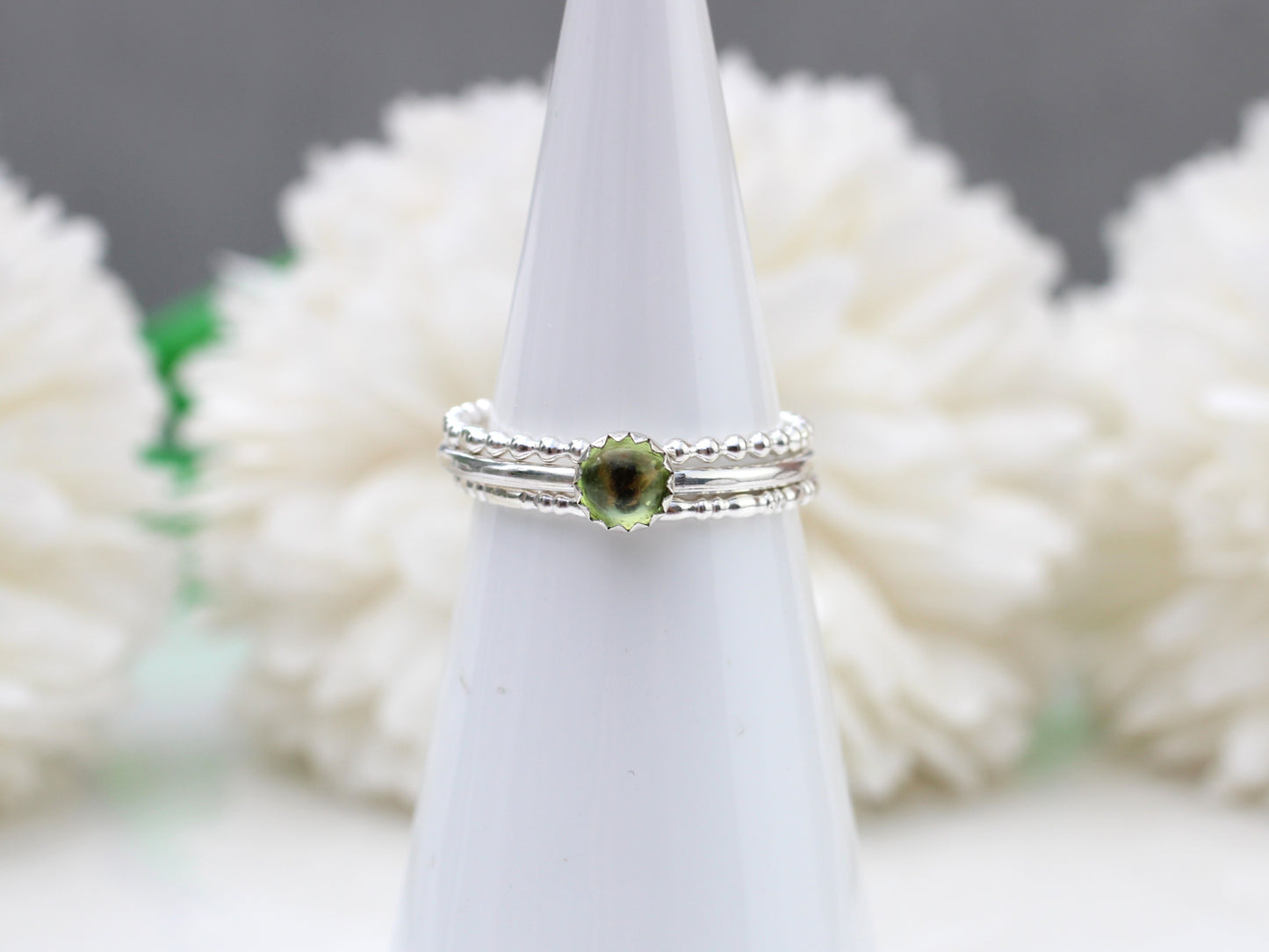 Peridot stacking ring set. Handmade to order in 1 week.