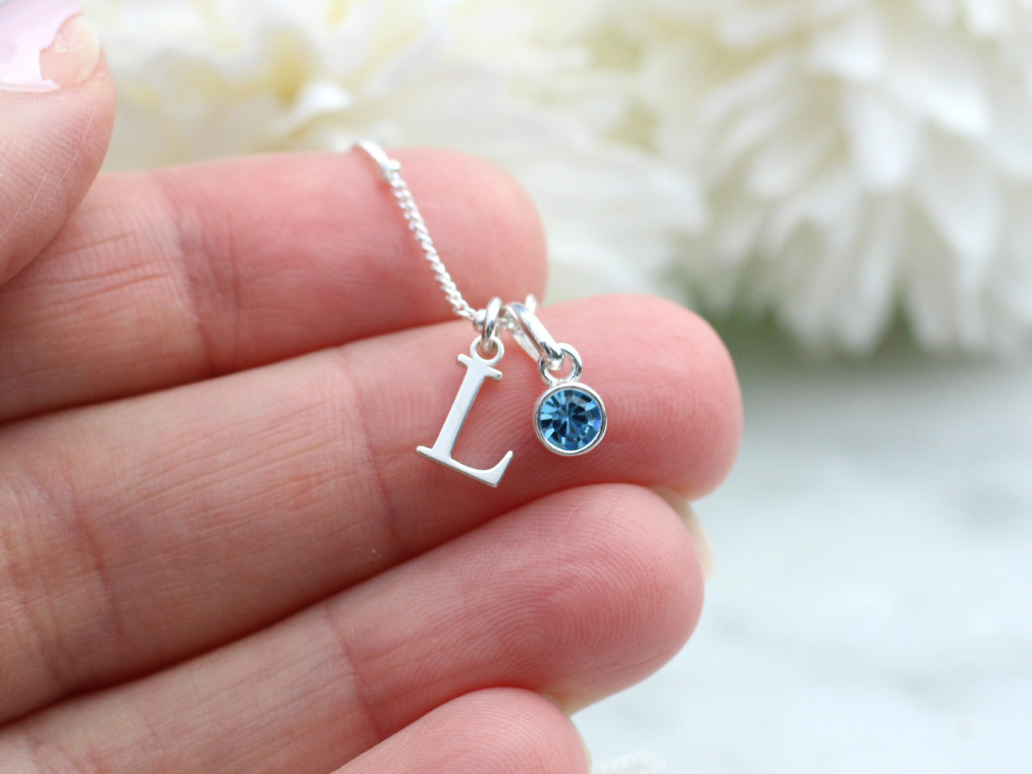 Initial and birthstone necklace for Granddaughter.