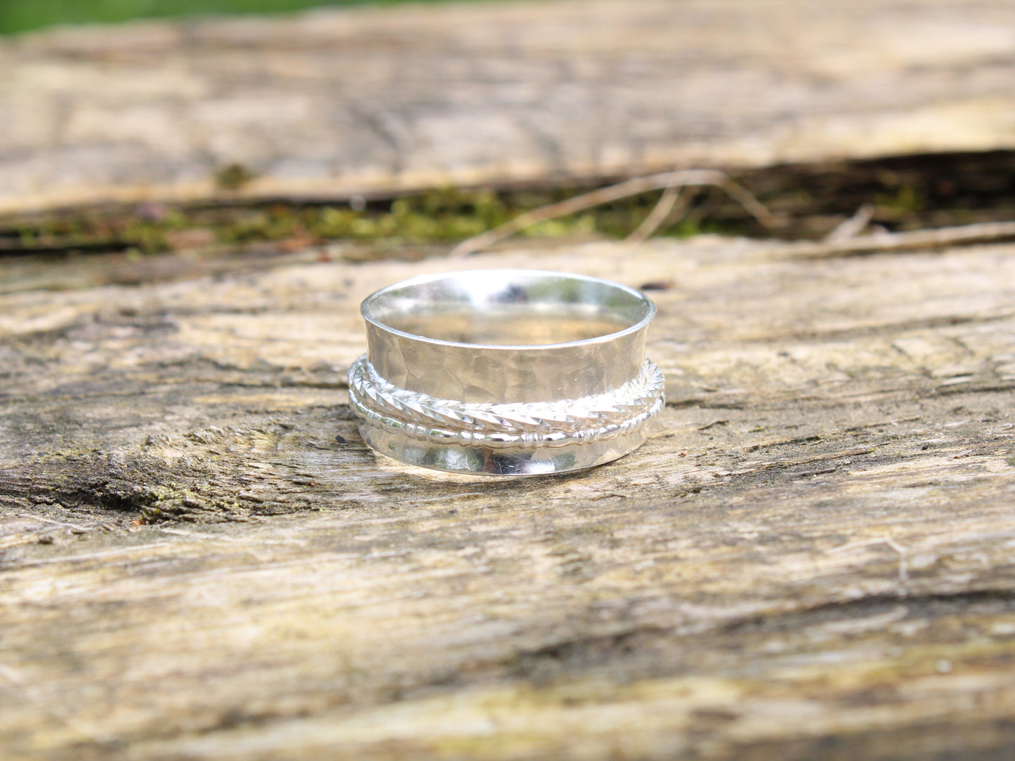 Sterling silver spinner ring.