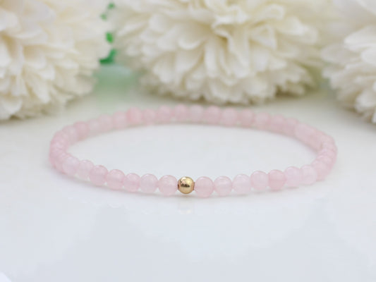 Rose quartz bead bracelet.