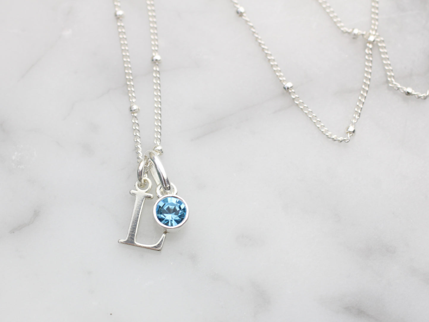 Initial and birthstone necklace for Granddaughter.