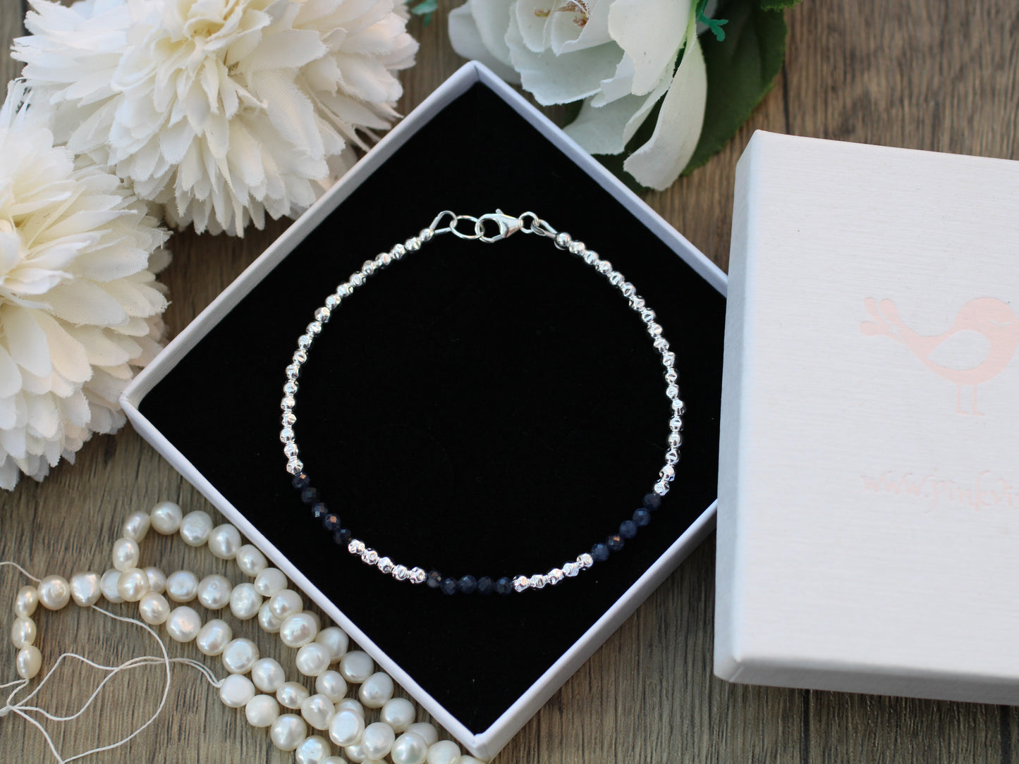 Genuine sapphire gemstone bracelet.