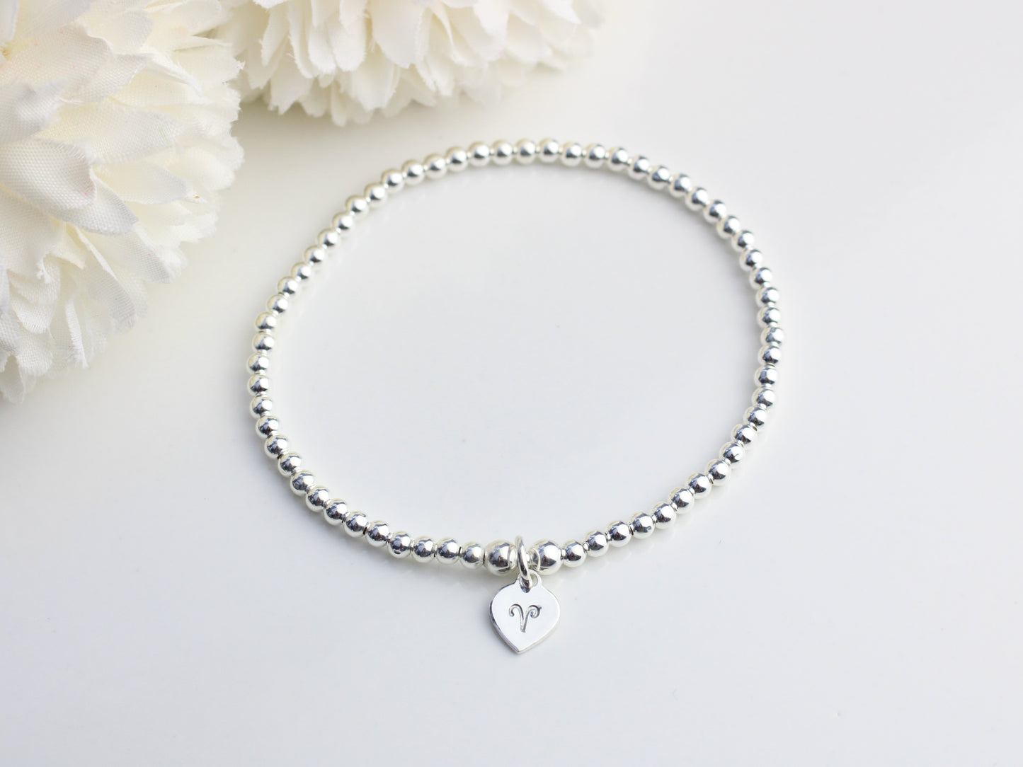 Zodiac bracelet in sterling silver. Zodiac sign bracelet. Sterling silver bead bracelet.