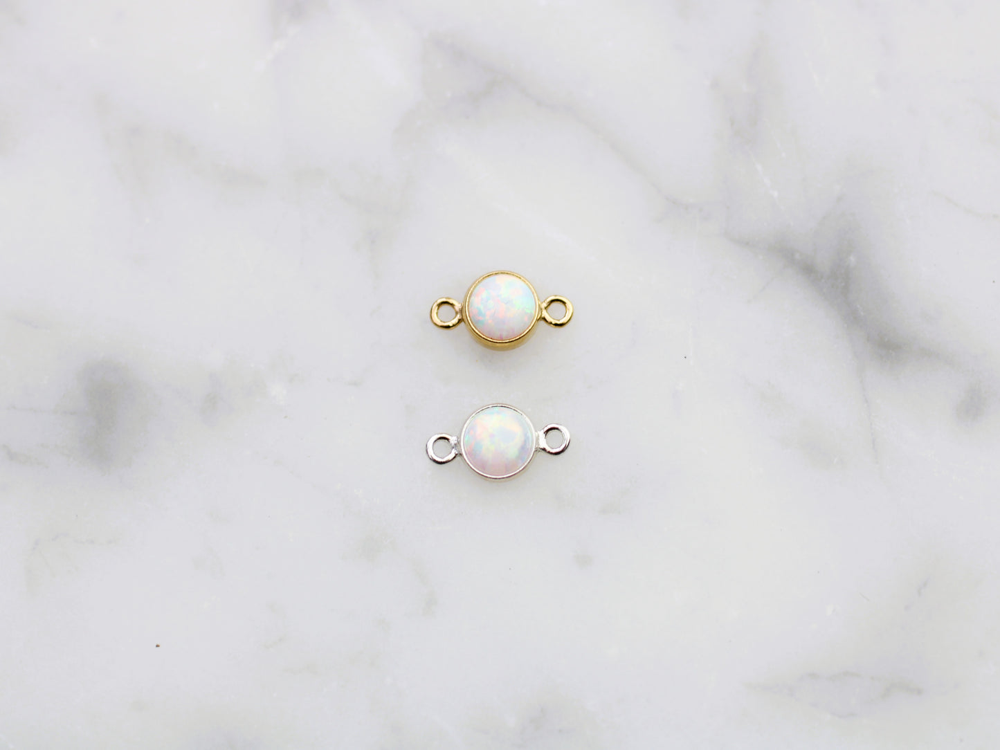 Opal connector in sterling silver or gold filled.