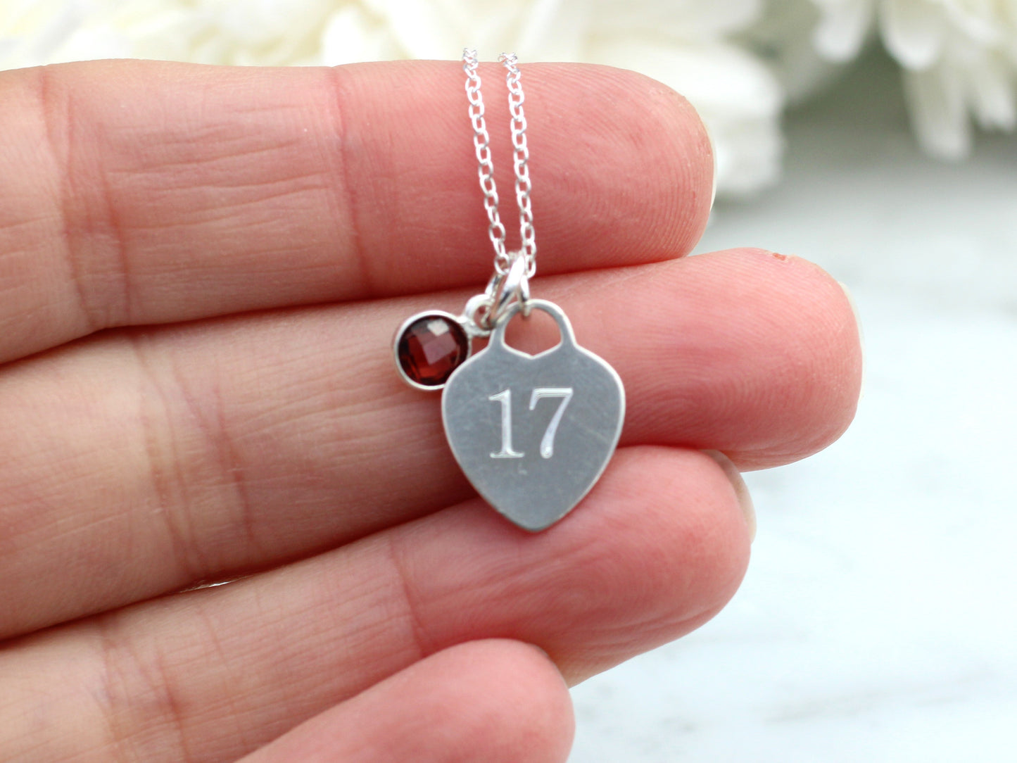 18th birthday necklace in silver.