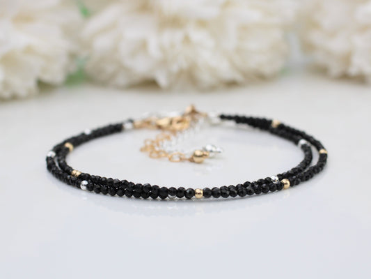 Skinny black tourmaline bracelet