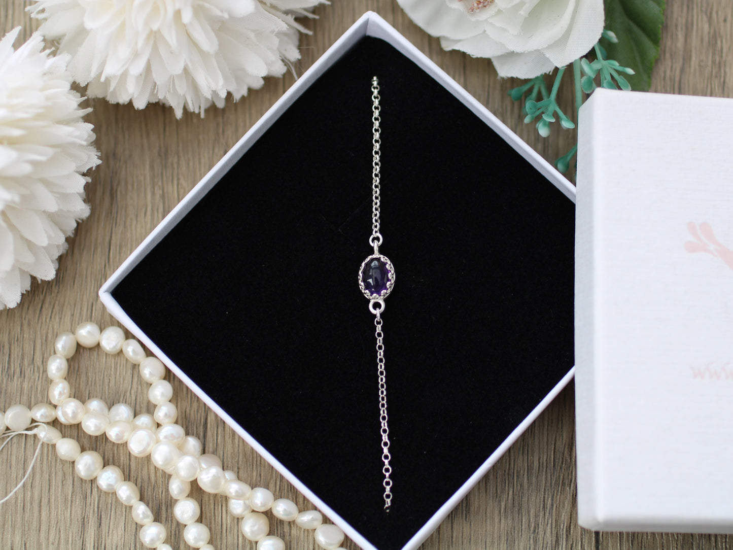 Amethyst Bracelet Sterling Silver | Handmade February Birthstone Bracelet