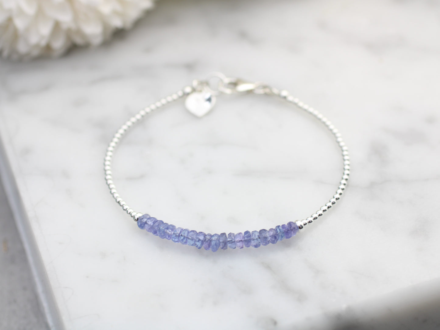 Personalised tanzanite bracelet. December birthday bracelet.