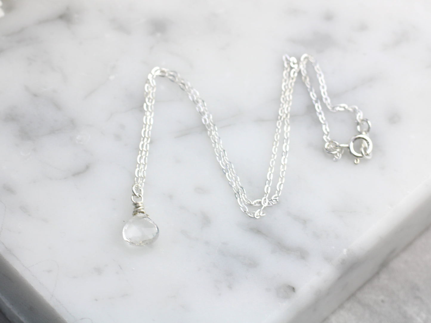 Crystal quartz drop necklace. Ready to ship.