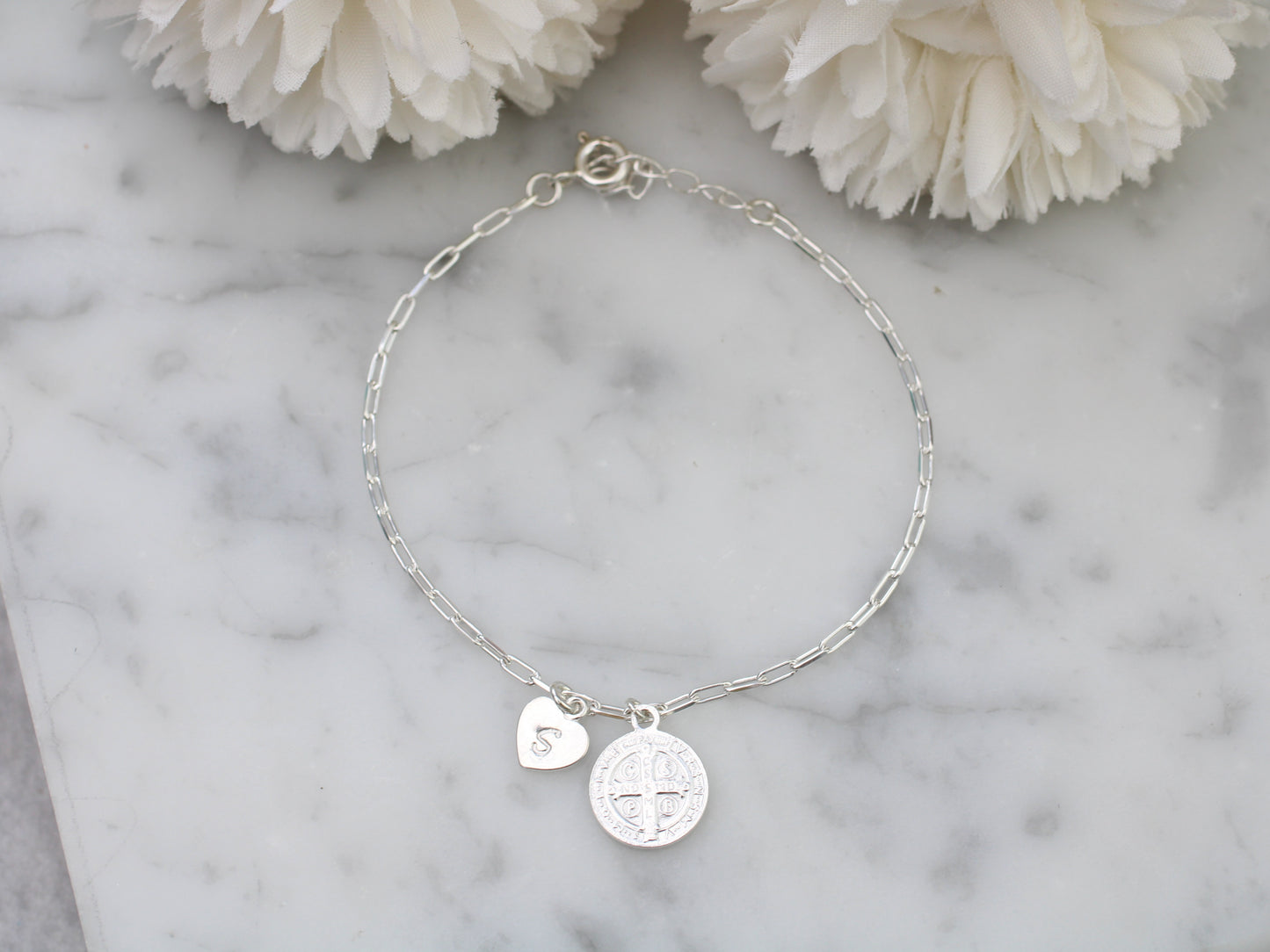 Personalised Saint Benedict adjustable bracelet.