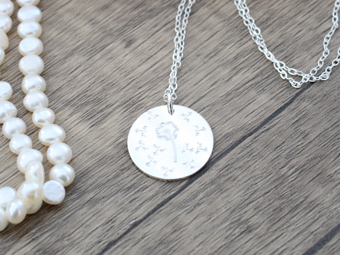 Dandelion and fluff necklace.