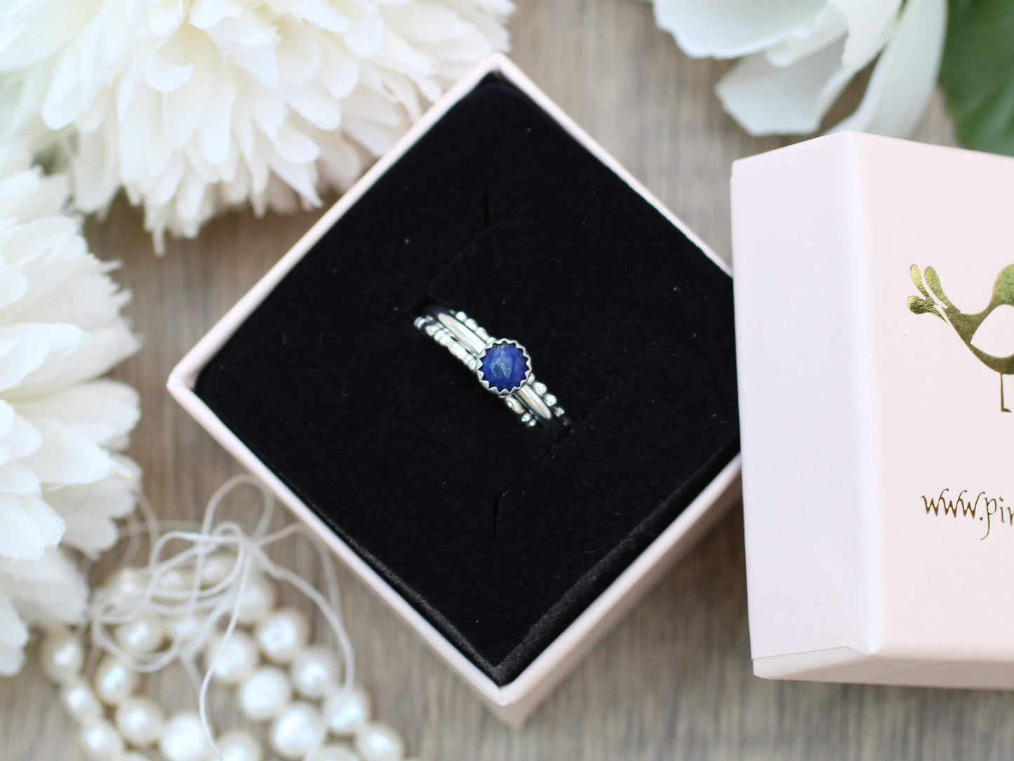 Lapis lazuli stacking ring set. Handmade to order in 1 week.