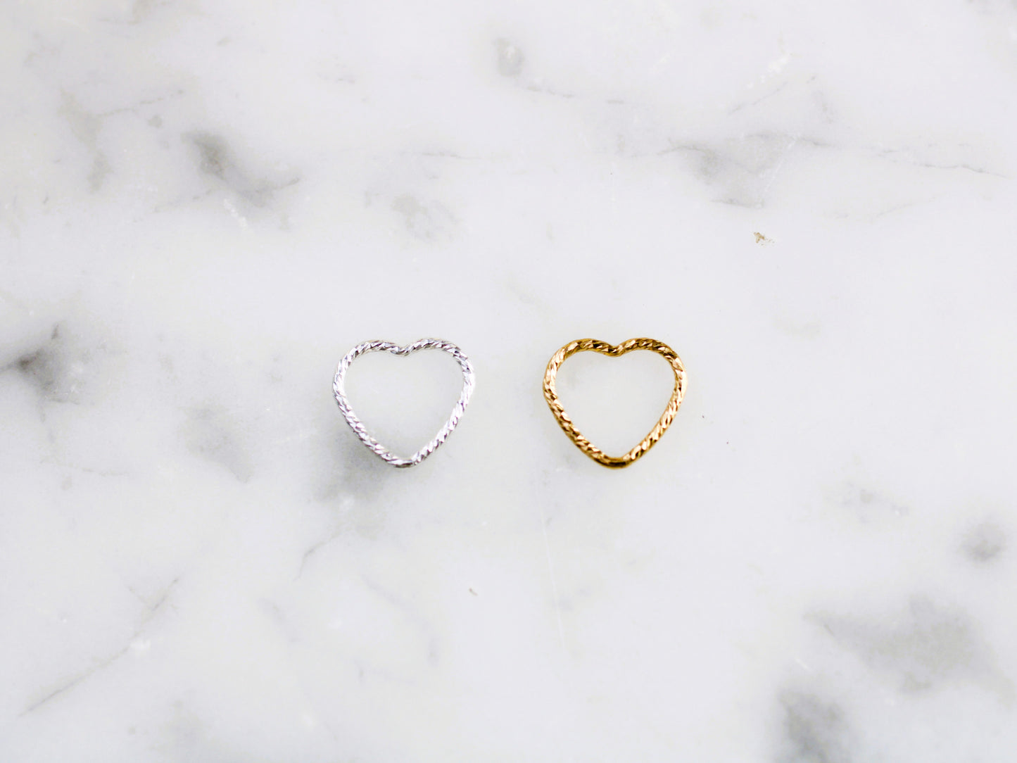 Sparkly heart connector in sterling silver and gold filled.