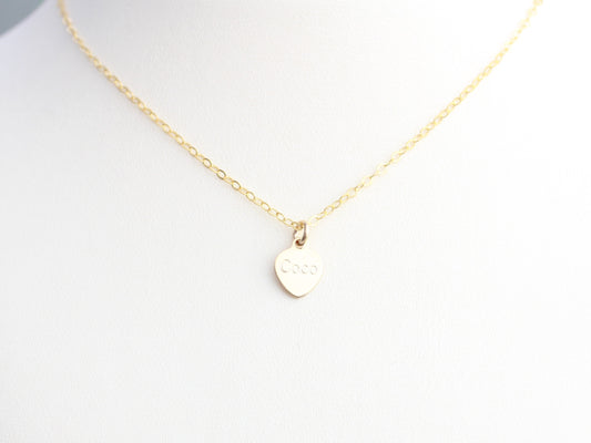 Personalised gold heart necklace. Valentines necklace.