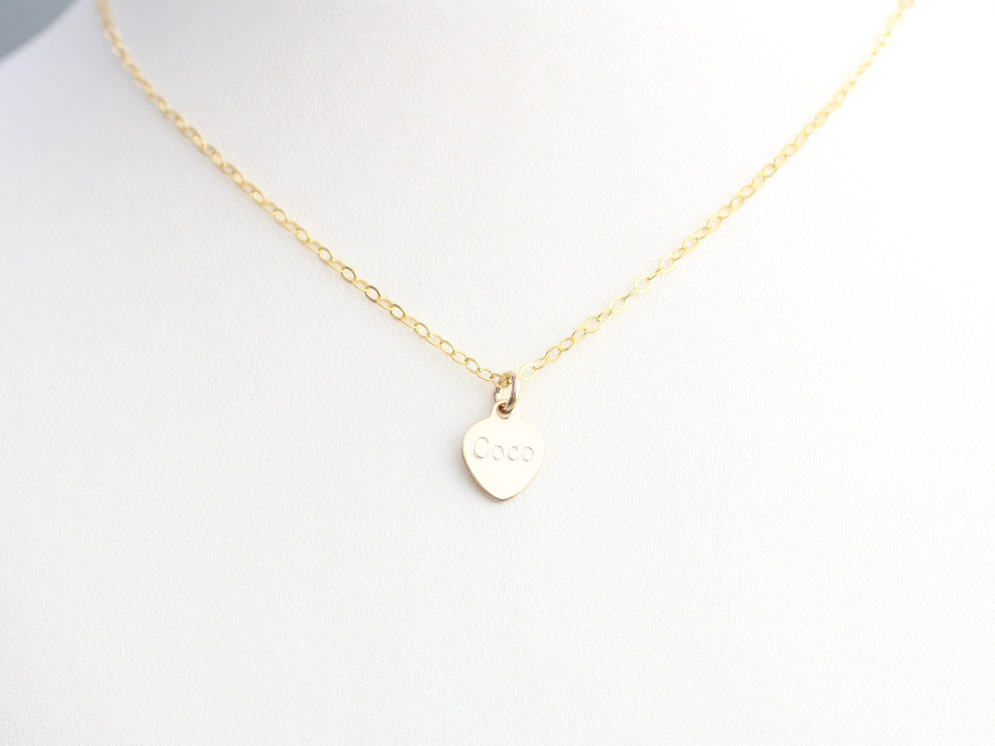 Personalised gold heart necklace. Valentines necklace.