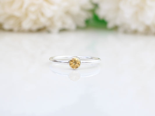 Citrine stacking ring in sterling silver or gold filled. November birthstone ring.
