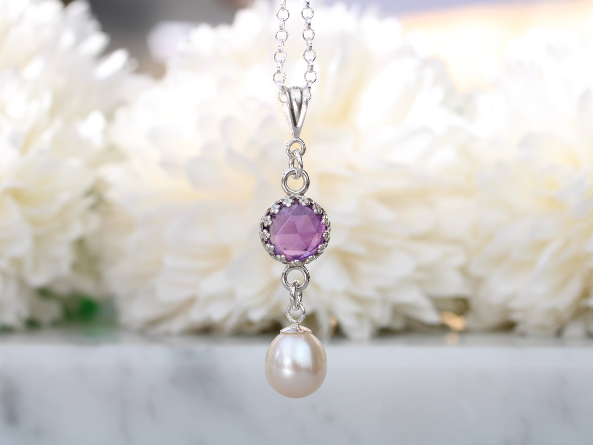 amethyst and pearl necklace