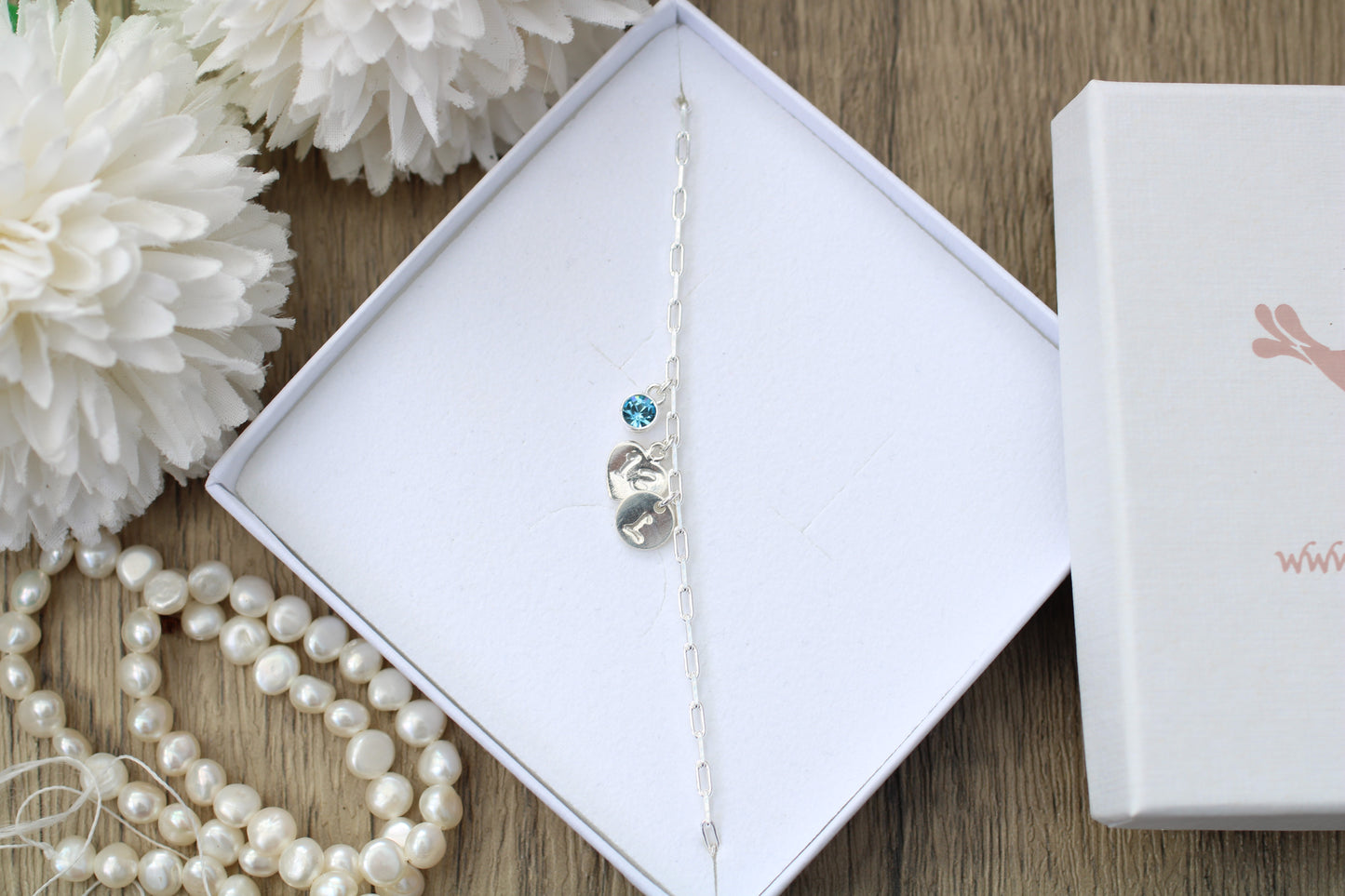 Personalised 13th Birthday Bracelet with Birthstone & Initial