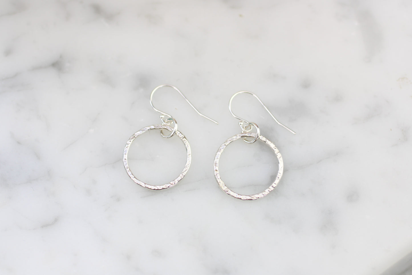Handmade Hammered Sterling Silver Hoop Earrings | Sparkly Textured Hoops