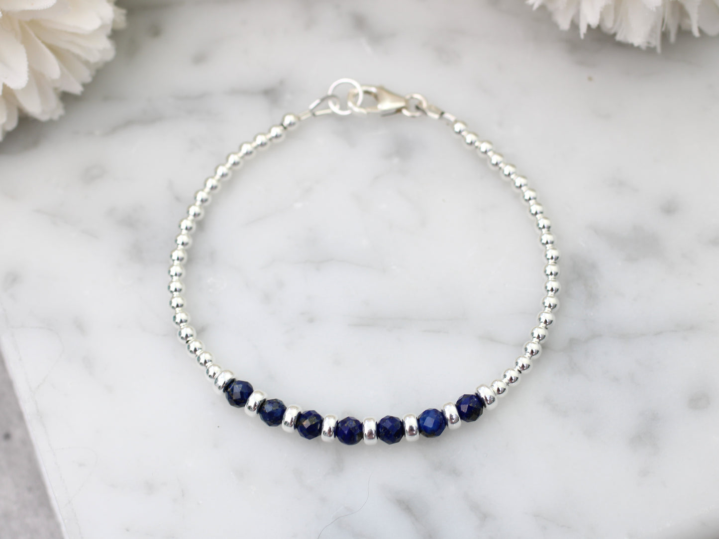 Lapis lazuli bracelet - personalised with any initial, number or zodiac sign.