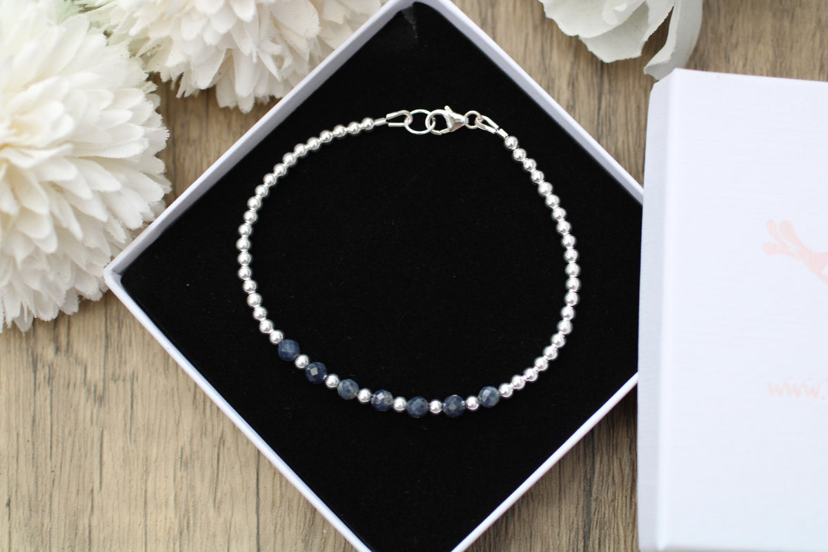 Natural sapphire gemstone bracelet - ready to ship.