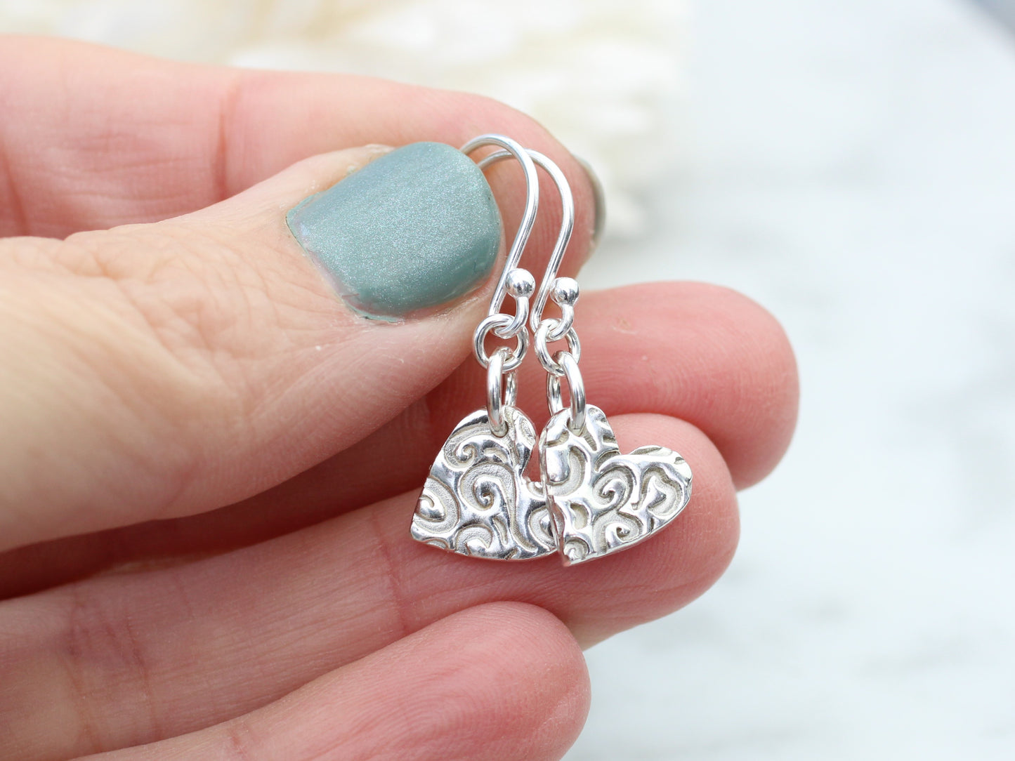 Heart drop earrings for Valentine's Day.
