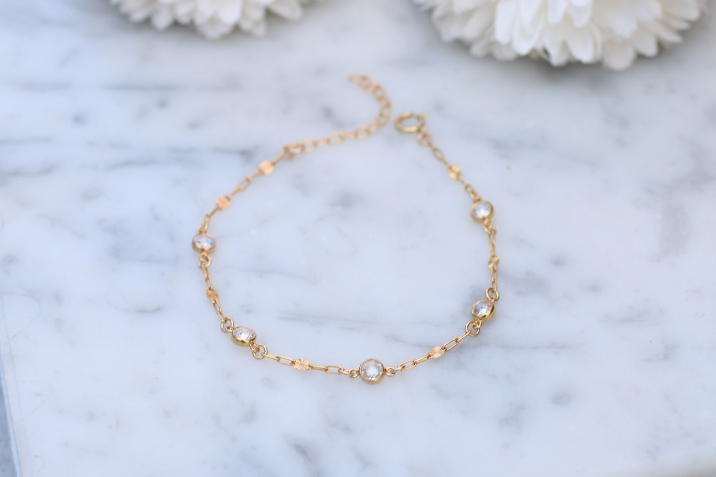 Dainty Gold Filled Crystal Bracelet | Adjustable Everyday Bracelet