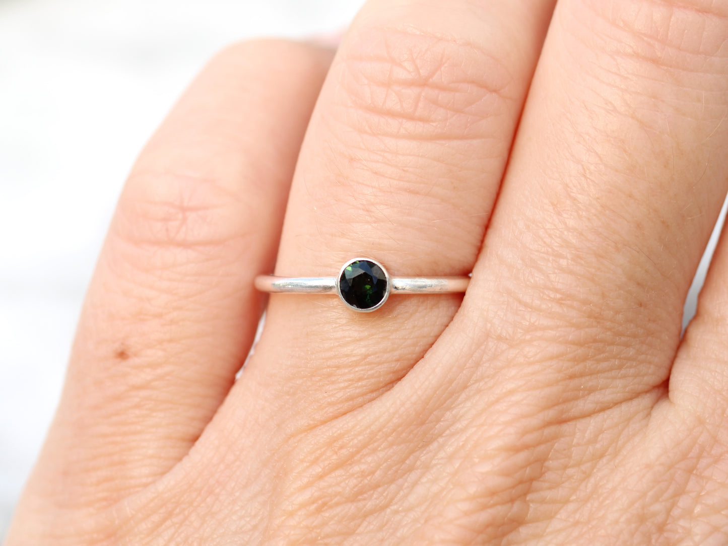 Green tourmaline ring. October birthstone.