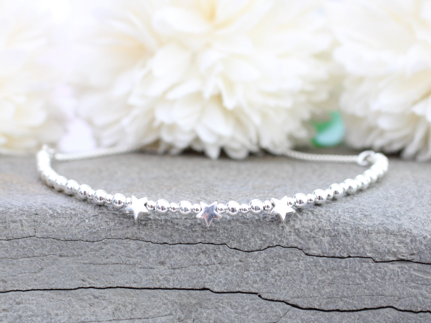 30th birthday bracelet. Silver star bracelet.
