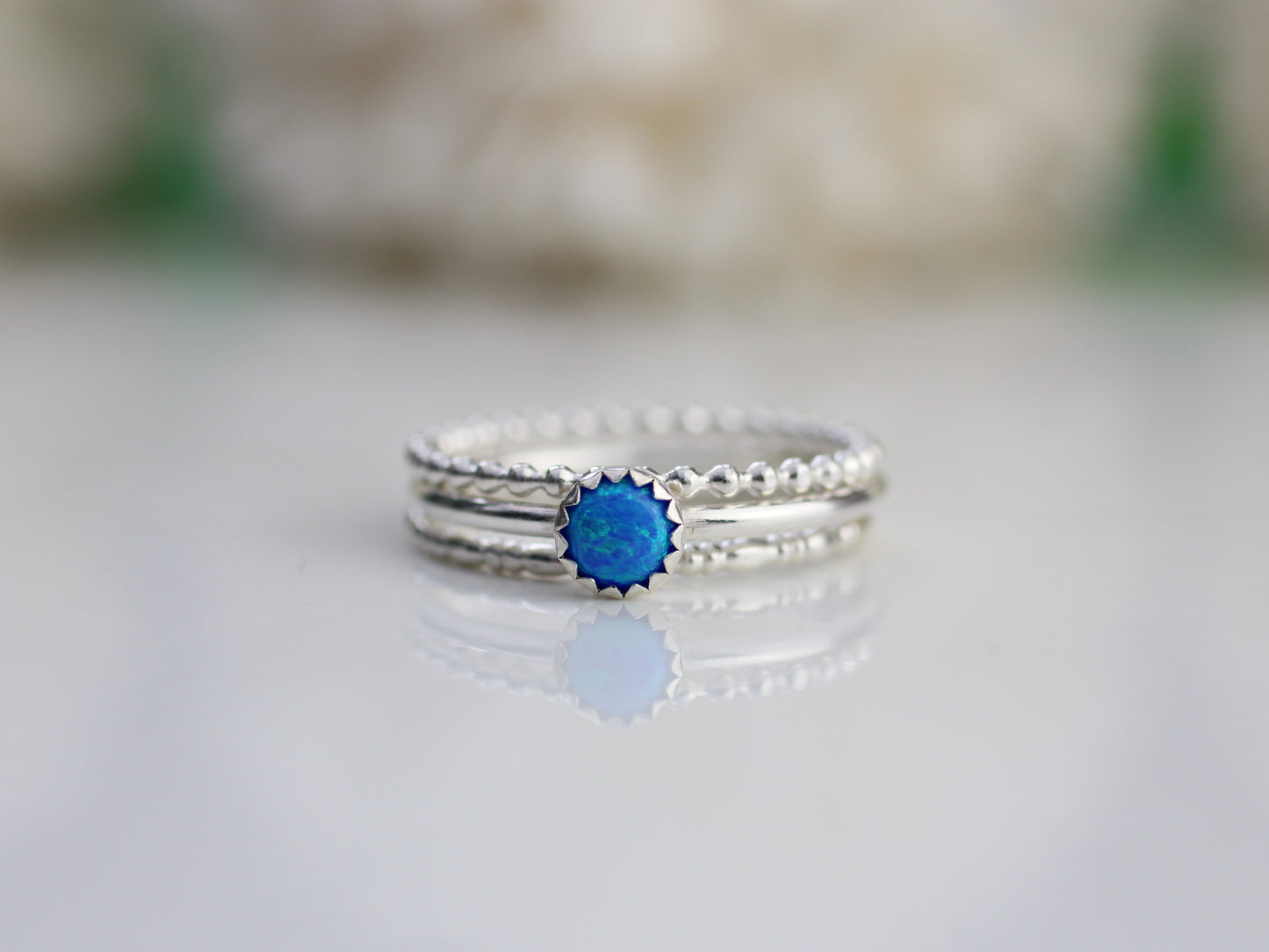 Opal stacking ring set. Handmade to order in 1 week.