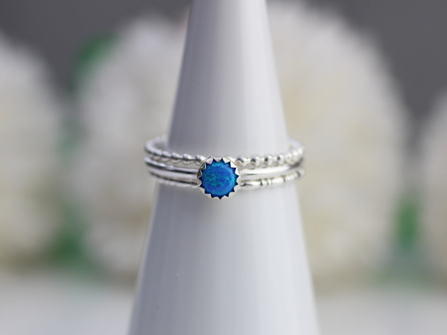 Opal stacking ring set. Handmade to order in 1 week.